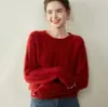 Bai Cai Rong Nuevo Suéter de Punto Trenzado Grueso de Cachemira para Mujer Cuello Redondo Otoño/Invierno Capa Interior Suave y Amigable con la Piel