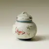 Porcelana Azul e Branca das Dinastias Tang e Song com Desenhos de Orquídea Borboleta Pintados com Ouro Vermelho, Coleção de Conjunto de Chá Estilo Antigo, Conjunto de Chá Kung Fu, Bule, Gaiwan, Xícaras de Chá