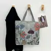 Bolso de Mujer Estilo Nuevo, Bolso de Lona Bordado Estilo Étnico de Moda, Bolso de Hombro de Gran Capacidad, Bolso Portátil Estampado para Estudiantes