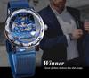 T-WINNER Reloj de Hombre Winner Moda Casual Clásico Popular Diamantes de Imitación Calado Malla con Reloj Mecánico Manual