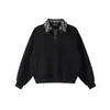 Jaqueta Moletom MAOQIAOYI estilo americano xadrez com gola de lapela, falsa peça dupla para homens, top oversized casual moderno W26197