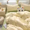Juego de Cama de Cuatro Piezas Cepillado Clase A, Juego de Tres Piezas para Dormitorio de Estudiante Individual de Invierno, Funda de Edredón Estilo Ins, Ropa de Cama de Dibujos Animados