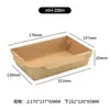 Caixa de Almoço Quadrada de Papel Kraft para Micro-ondas, Descartável, à Prova de Óleo, com Tampa, Embalagem para Levar de Grau Alimentício