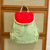 Mochila 3D Linda de Chica con Bloques de Color Estilo Japonés para Estudiantes Universitarios, Bolso Versátil de Gran Capacidad con Frutas de Moda Guayaba Manzana