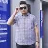 2021 Nueva Camisa de Manga Corta para Hombre Talla Grande Casual Cuadros Extra Grande Holgada Moderna para Hombres con Sobrepeso Camisa Extra Grande
