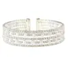 Pulseira de Corrente de Garra para Novo Produto Transfronteiriço 5 Fileiras de Strass Pérola Pulseira Fio de Aço Abertura Elástica Pulseira de Temperamento Diamante Atacado