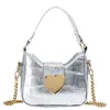 Bolso de Hombro Único de Moda Estilo Coreano para Niños y Niñas, Elegante Mini Bolso de Cadena para Bebé con Patrón de Piedra, Nuevo Bolso Infantil en Forma de Corazón