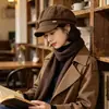 Gorra octogonal Melard de otoño e invierno para mujer, estilo newsboy, con logo metálico, boina vintage de pico de pato, gorra de pintor para adelgazar el rostro
