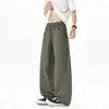 Pantalones de Hombre Verano Nuevo Estilo Color Sólido Pantalones Curvos Talla Grande Holgados Estilo Americano Corte Diagonal Remache Rectos Pantalones Casuales para Hombre