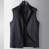 Chal Casual para Hombre 2026 Primavera/Verano Lujo Cuello Alto Cremallera Tejido Lana Sin Mangas Chaqueta Estilo Old Money de Gama Alta