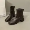 Botines de tacón alto y plataforma para mujer, moda 2026, con un diseño inspirado en las botas Martin, nuevas botas de cuero de nicho para primavera y otoño con punta cuadrada