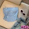 Camisola de punto sin mangas con lazo de trece líneas para mujer, top corto ajustado de una pieza para verano