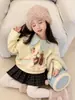 Conjunto forrado de polar para niña, colección otoño/invierno 2026, atuendo infantil estilo coreano con cuello de pétalos, sudadera gruesa y falda plisada, un conjunto de dos piezas para bebés