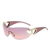 Gafas de Sol Sin Montura Y2K con Sentido de Tecnología Futura 2023 8125 de una Pieza con Marco Grande Gafas de Sol de Amor para Mujer