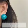 ¡El color de los pendientes de clip para orejas perforadas es tan bonito! Pendientes de Bola Blancos Azules Verdes Aguja de Plata 925 Pendientes Frescos de Nicho