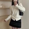 Cárdigan de punto de color sólido con cuello redondo estilo Chanel de estilo coreano, elegante suéter combinable, abrigo de manga larga para mujer, primavera 2024