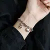 Pingente de coração urso grafite pulseira retrô personalidade acessórios explosivos transfronteiriços joias de nicho ins temperamento atacado