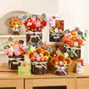Regalo para el Día del Maestro para que los maestros expresen gratitud a sus mentores, decoración de mesa creativa, ramo de girasoles, cubo de madera adorno de planta en maceta pequeña