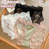 Comercio Exterior Transfronterizo Popular Fino Sexy Cintura Media Puro Deseo Sin Costuras Encaje Hueco Ropa Interior Encaje Bragas de Encaje con Abertura Alta