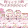 Suministros Personalizados para Fiesta del Feliz Día de la Madre Juego de Vajilla para el Día de la Madre Platos de Papel y Servilletas 'La Mejor Mamá de Todas'