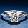 Anillo abierto de imitación de diamante de circonio con seis garras, elegante, de moda coreana, para mujer, de 1 quilate.