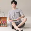 Pijama de Algodón 100% para Hombre de Verano, Conjunto Casual de Shorts y Manga Corta de Verano, Cómodo y Transpirable, Algodón Puro, Tallas Grandes Ropa de Casa