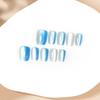 Nuevo parche para uñas prefabricado con diseño de ojo de gato en degradado azul y blanco con diseño cuadrado de armadura, código 30 piezas