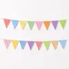 Banderines triangulares coloridos para fiesta de cumpleaños de bebé, pancartas de decoración para jardín de infantes, banderines triangulares de colores, en stock del fabricante
