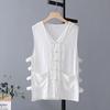 Chaleco de Lino de Verano Estilo Chino Traje Tang Chaleco para Hombre Chaleco Hanfu Ropa Exterior Camiseta sin Mangas Vintage Chaleco para Hombre
