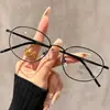 Nuevas Gafas Doradas de Estilo Universitario Coreano con Montura Ovalada para Mujeres Miopes Se Pueden Equipar con Lentes Ultra Ligeras Transparentes Anti-Luz Azul