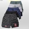 Shorts de doble capa dos en uno para hombre, shorts de fitness con estampado 2D de animación, entrenamiento de culturismo, shorts deportivos,
