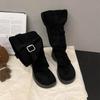 Botas Maillard com Biqueira Aberta 2025 Novas Sola Grossa Aumentada Botas Western de Jeans Empilhadas Biqueira Aberta Botas Femininas Curtas Tendência