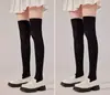 Meias de Bezerro Estilo Japonês Meias JK Meias de Veludo Pretas Meias Modeladoras de Pernas Femininas Até o Meio da Panturrilha Verão Finas Brancas Meias Acima do Joelho