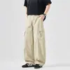 Verano 2026 Nuevo Moda Americana de Calle Cordón Ropa de Trabajo Holgado Caqui Scimitar Pantalones Casuales Cintura Media