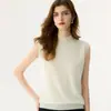 Nuevo chaleco de punto de cachemira para otoño e invierno, suave y cómodo, color liso, sin mangas, cuello semi alto, engrosado, adecuado para el uso diario de mujeres
