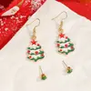 Navidad Juego de 2 Pares Combinados de Aretes de Tachuela Aretes Colgantes de Árbol de Navidad con Aceite de Goteo Aretes Pequeños de Tachuela con Pedrería Colorida Adornos Festivos Venta al por Mayor