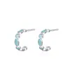 Pendientes de Plata de Ley S925 con Diseño Geométrico Nuevo y Turquesa en Forma de C para Mujer, Joyería de Oreja Simple y de Alta Gama