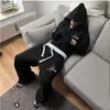 Pantalones Deportivos Grises de Pierna Ancha con Diseño de Personalidad Deportiva, Falsos de Dos Piezas, Cintura Doble, Marca de Tendencia, Holgados, Estilo Hip-Hop, Casual