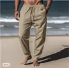 Amazon Nuevo AliExpress Verano Europeo y Americano Hombre Hip Hop Transpirables Algodón Lino Holgados Casual Deportivos Pantalones