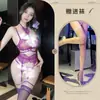 Fragancia Night Ting Lencería Morada Sexy Cuello Colgante Encaje Push-up Anillo para Pierna Sexy Traje