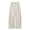 Pantalones anchos plisados para hombre, pantalones casuales holgados, estilo callejero, color liso, decorados con botones, fluidos, pantalones largos hasta el suelo