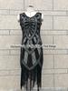Década de 1920 Retro Europeu e Americano Lantejoulas Vestido Borla Profundo V-Neck Vestido Moda Frisado Comércio Exterior Banquete Vestido de Noite