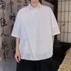 Nueva Ropa para Hombre Estilo Chino Traje Tang Estilo Chino Camisa de Botones Estilo Japonés Verano 2025 Camisa de Manga Corta Dinastía Han Mejorada