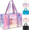 Bolsa de Playa Transparente Iridiscente para Mujer Transfronteriza, Bolsa Tote Grande de PVC Impermeable para Piscina y Viajes