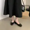 Nuevos Zapatos de Cuero para Mujer 2025, Primavera y Otoño, Punta Cuadrada, Mocasines Planos sin Cordones, Zapatos de Ballet Suaves con Lazo