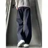 Jeans Rectos de Mezclilla Azul Crudo con Orillo Hombres 2026 Nuevos Pantalones High Street Retro Americano Tiro Alto Suelto Ligeramente Acampanados