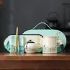 Caneca de cerâmica "Mil Milhas de Rios e Montanhas", xícara de chá para escritório, conjunto em caixa de presente, presente corporativo de alto padrão para reuniões de empresa