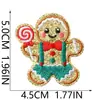 Parche bordado de hombre de jengibre con brillantina navideña, parche de transferencia de calor, etiqueta bordada para ropa, bolsos, decoración DIY y insignias