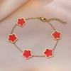 Collar para Mujer Europeo y Americano Transfronterizo Flor Trébol de Cinco Hojas Nicho Flor de Ciruelo Pulsera Aretes Set Collar de Temperamento de Moda Joyería