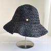 Sombrero de Pescador de Paja de Papel de Ganchillo a Mano Japonés de Aguja Gruesa para Mujer Verano Protección Solar Simple Combinable Sombrero de Cubo Sombrero para Desplazamiento Protección Solar